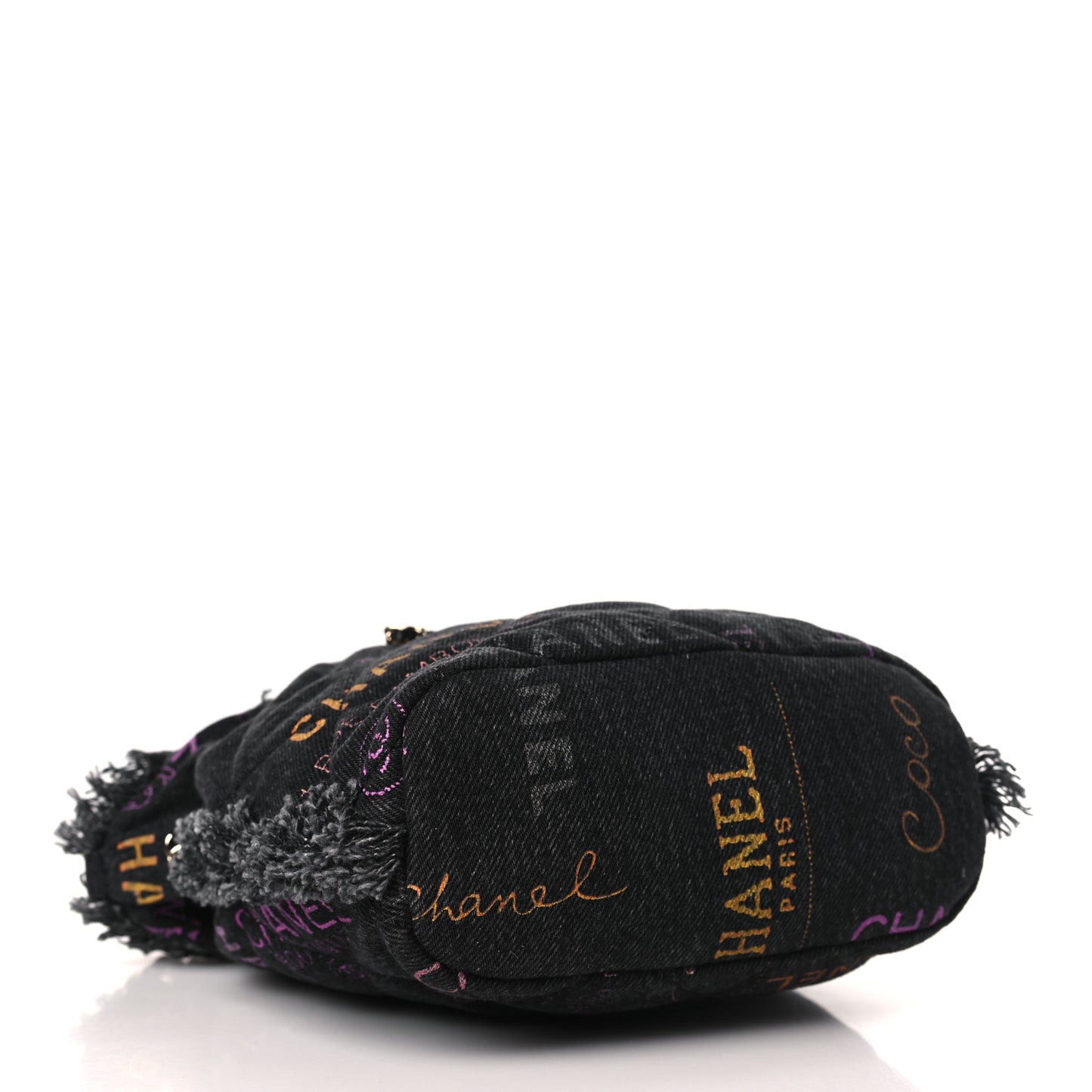 Denim Quilted Mood Small Bucket With Chain Black Multicolor