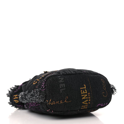 Chanel Denim Quilted Mood Small Bucket With Chain Black Multicolor 4 of 9