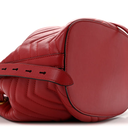 Gucci Calfskin Matelasse Sylvie Web GG Marmont Bucket Bag Hibiscus Red 9 of 14