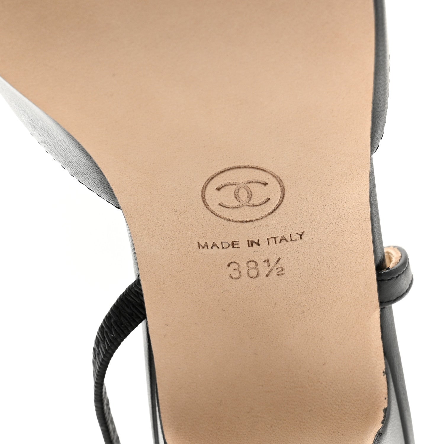 Chanel Goatskin Grosgrain Cap Toe CC Slingback Sandals 38.5 Black 7 of 9