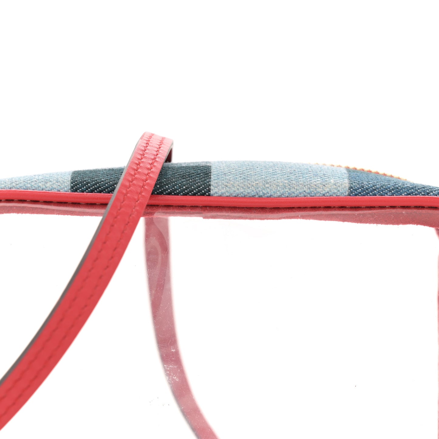 Denim Damier Monogram Patchwork PVC Beach Pouch Blue Rouge