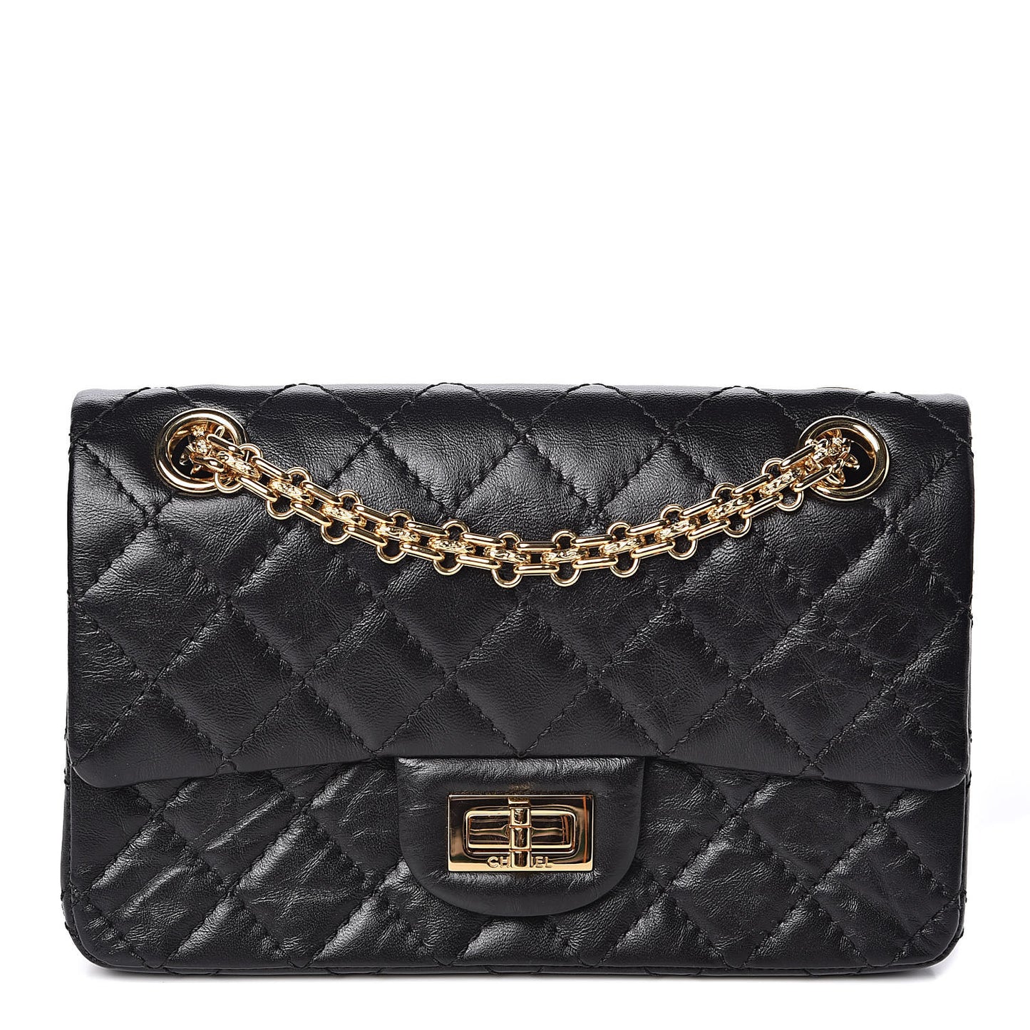 Aged Calfskin Quilted 2.55 Reissue Mini Flap Black