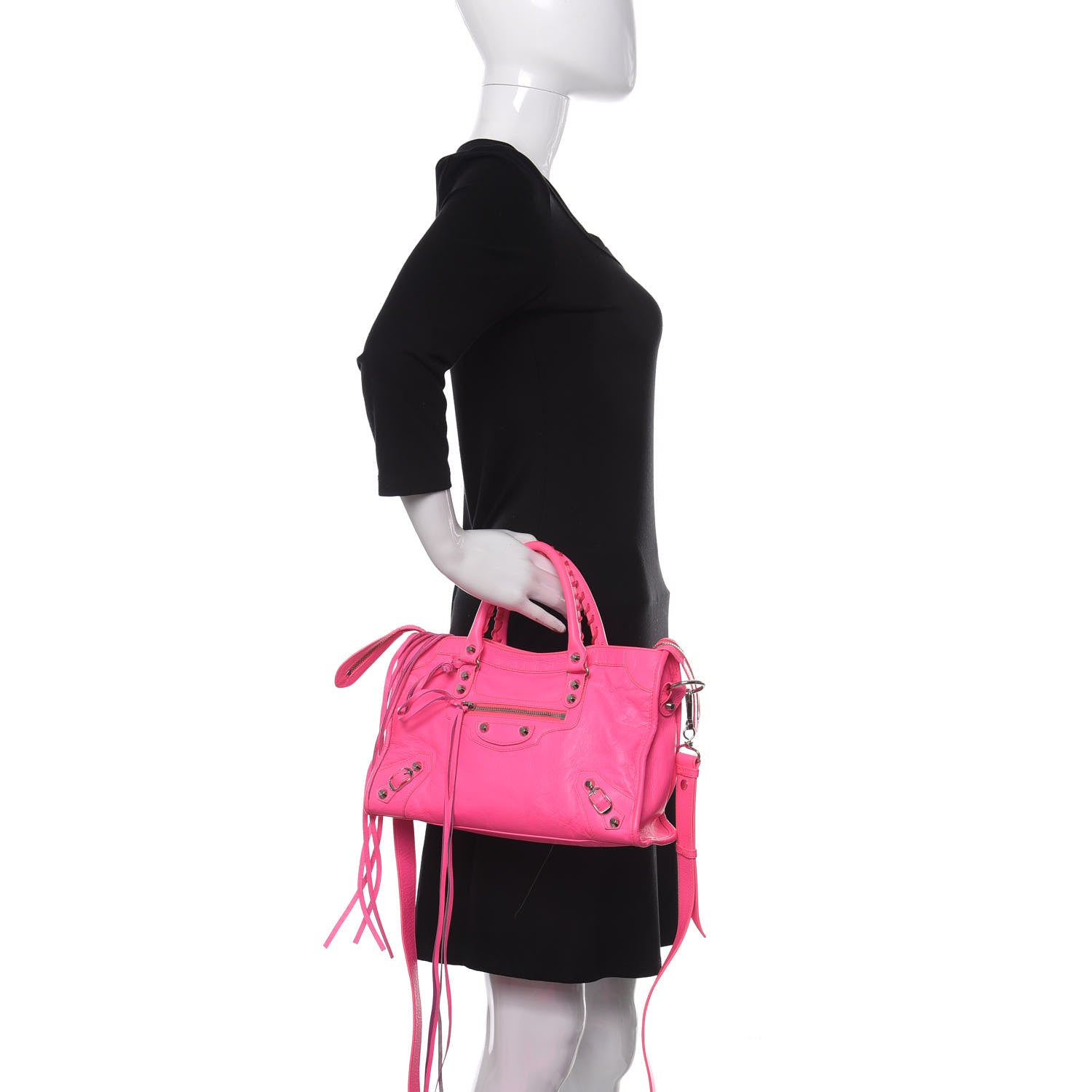 Balenciaga Agneau Classic Silver Hardware S City Rose Fluo 2 of 14