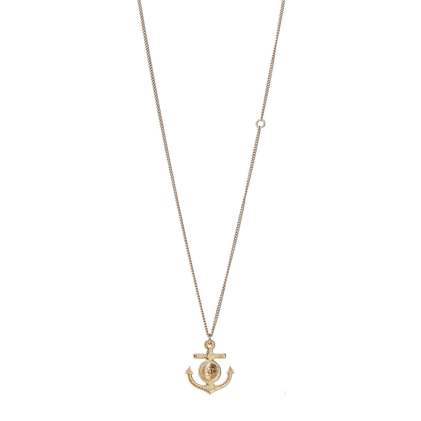 Anchor CC Pendant Necklace Gold