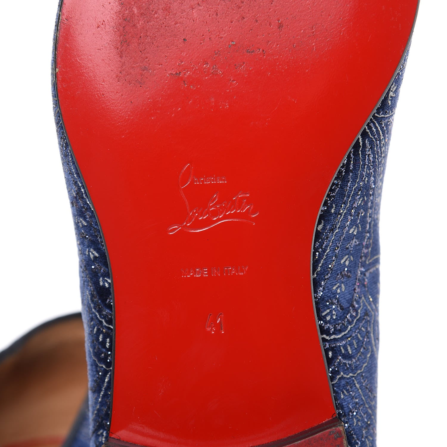 Christian Louboutin Velvet Brode Mens Dandelion Flat Loafers 41 Navy 8 of 11