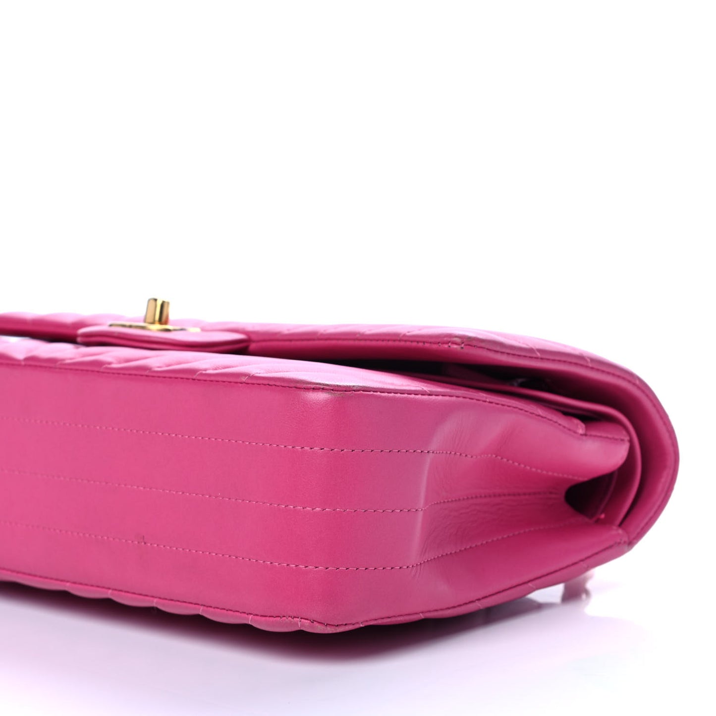 Lambskin Chevron Quilted Medium Double Flap Pink