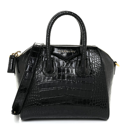 Givenchy Calfskin Crocodile Embossed Mini Antigona Black 1 of 13