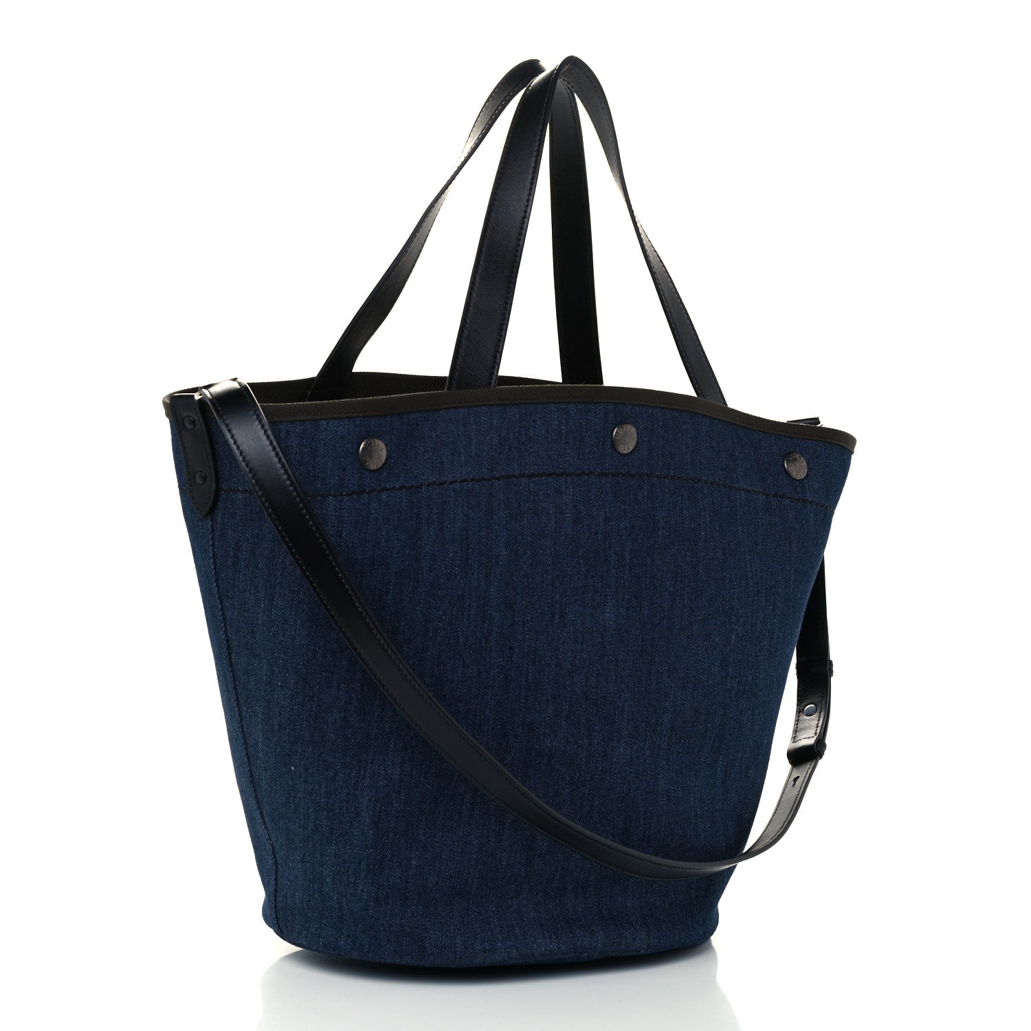 Prada Denim Calfskin Logo Shopping Tote Blue 3 of 13