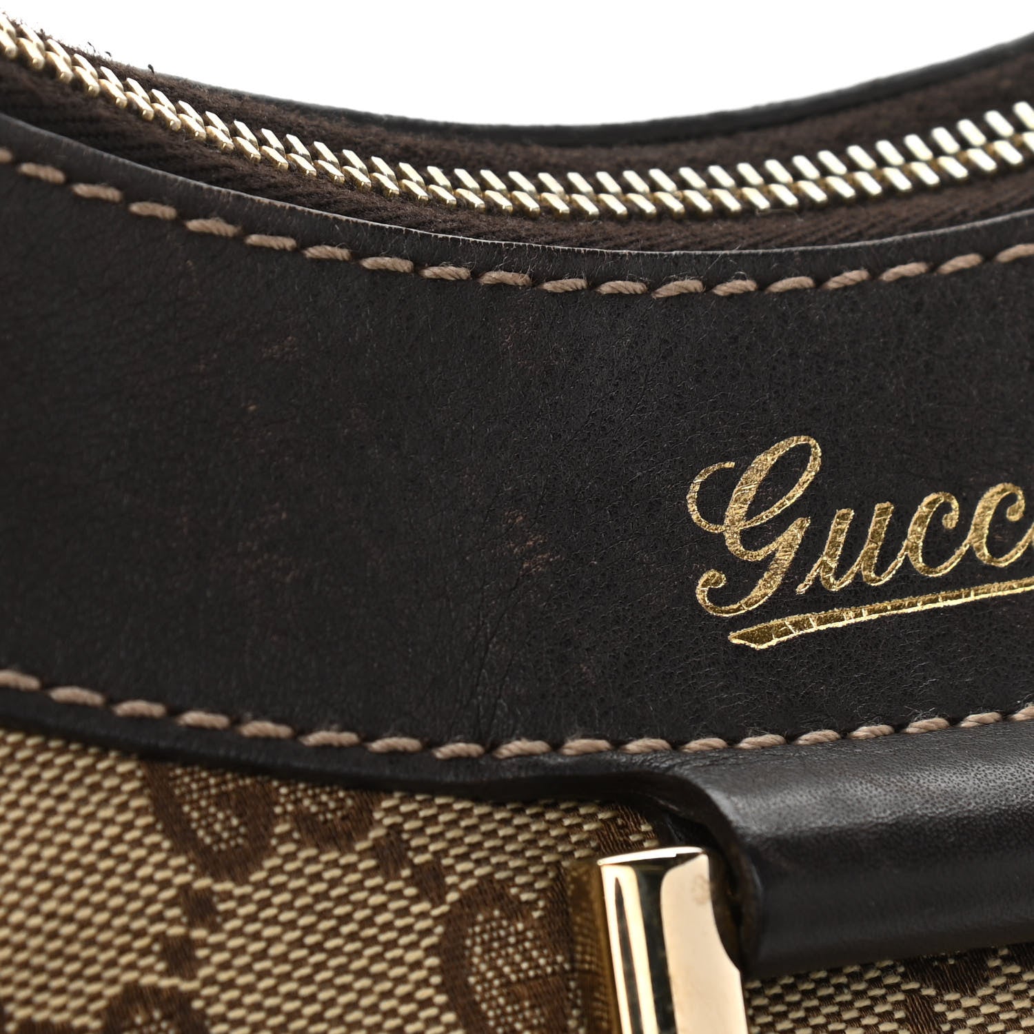 Gucci Monogram Medium D Gold Ring Hobo Dark Brown 12 of 18