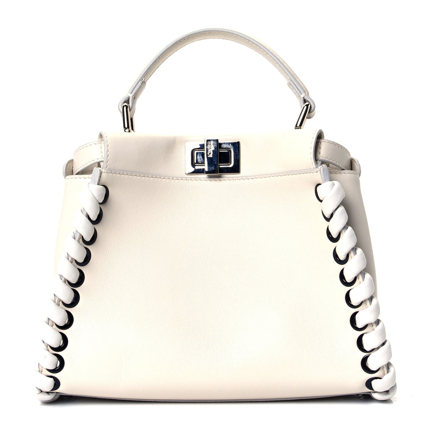 Nappa Lace Up Mini Peekaboo Iconic Satchel Bianco Carta