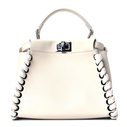 Fendi Nappa Lace Up Mini Peekaboo Iconic Satchel Bianco Carta 1 of 4