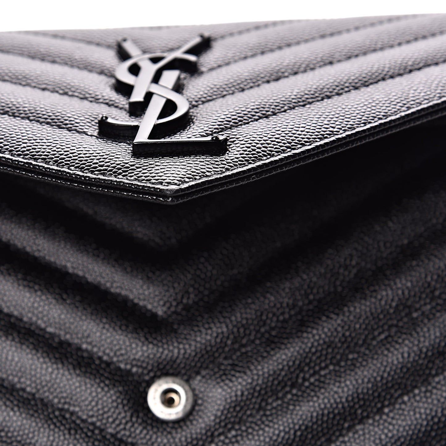 Grain De Poudre Matelasse Chevron Monogram Chain Wallet Black