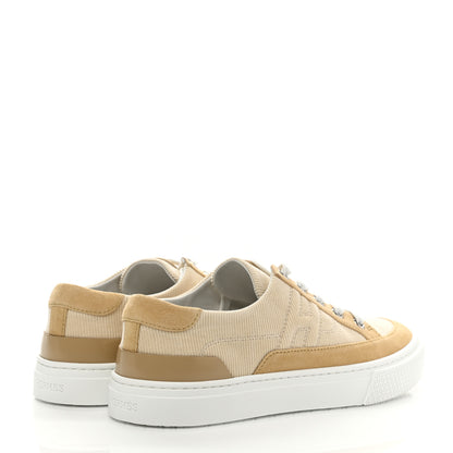 Hermes Fabric Ribbed Suede Goatskin Deep Sneakers 36 Beige Crin 4 of 10