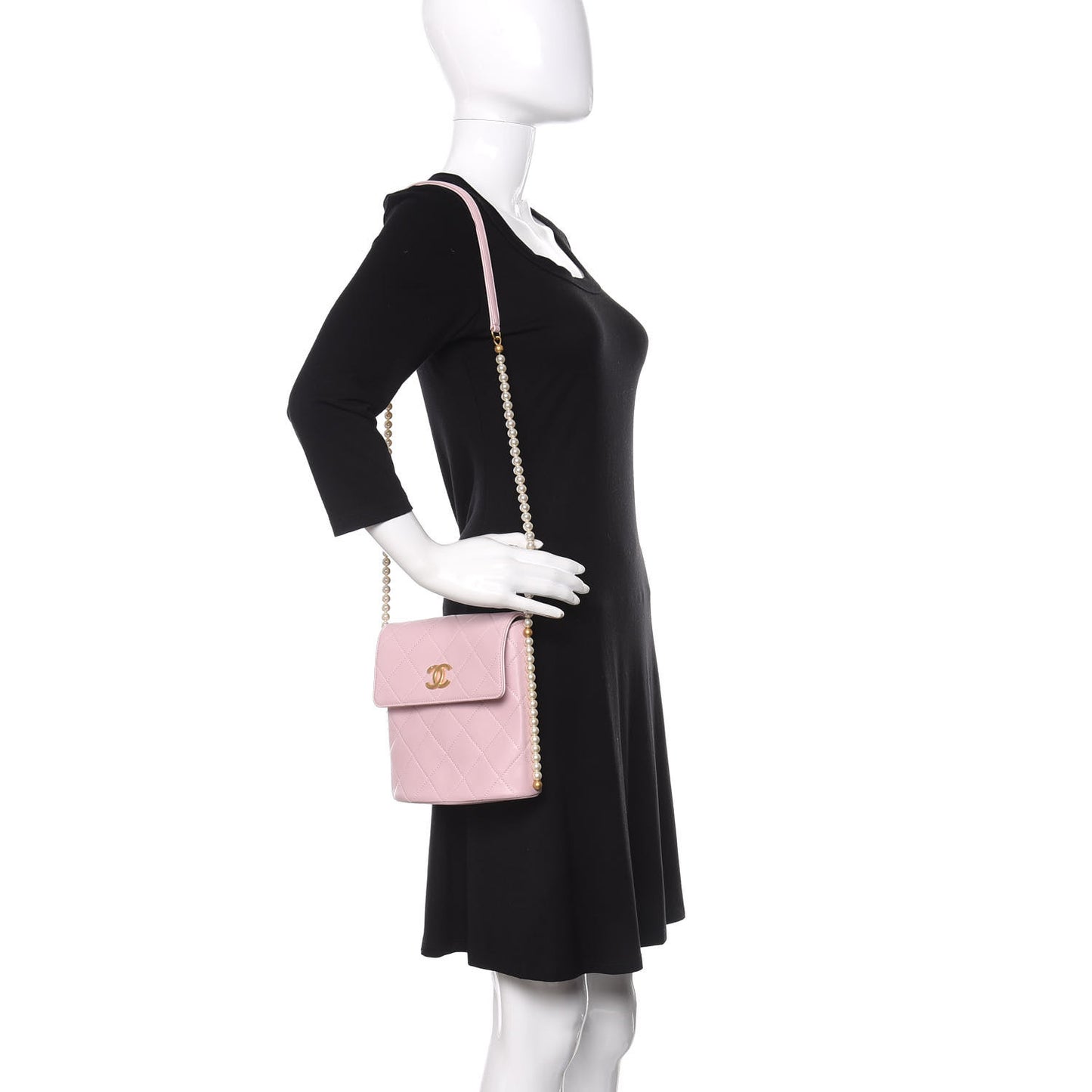 Calfskin Quilted Pearl Small About Pearls Hobo Bag Light Pink