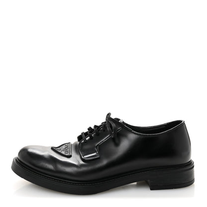 Prada Spazzolato Triangle Mens Derby Loafers 8 Black 1 of 8