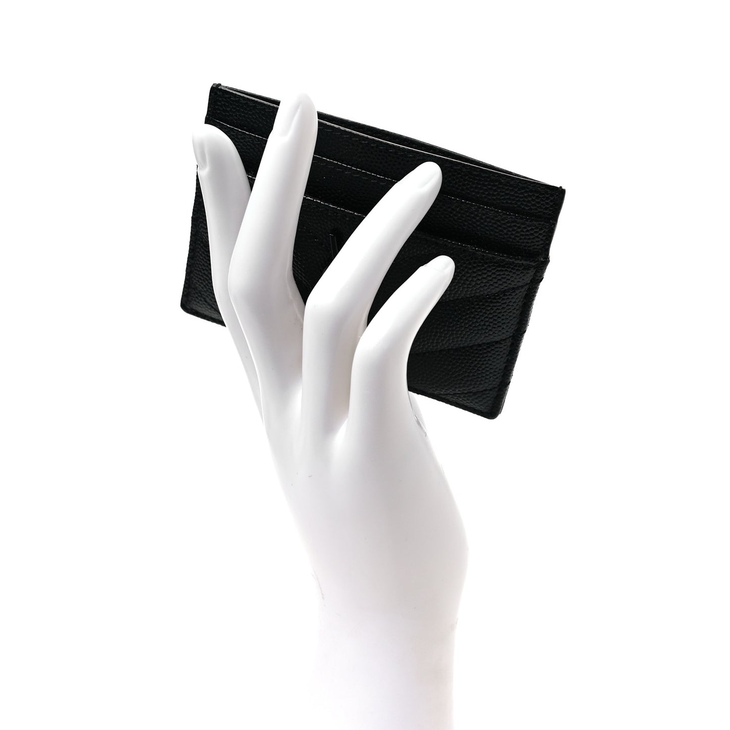 Grain De Poudre Matelasse Chevron Monochrome Monogram Credit Card Case Black