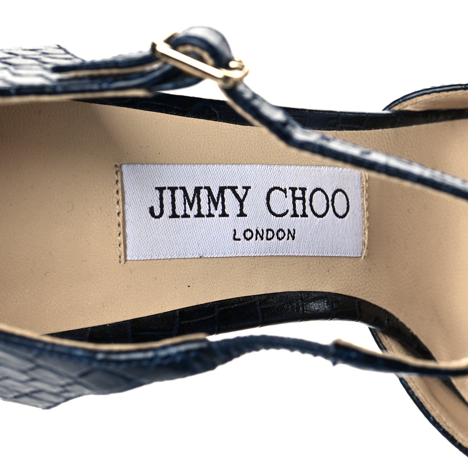 Jimmy Choo Crocodile Embossed Calfskin Lexica T- Strap 100 Pumps