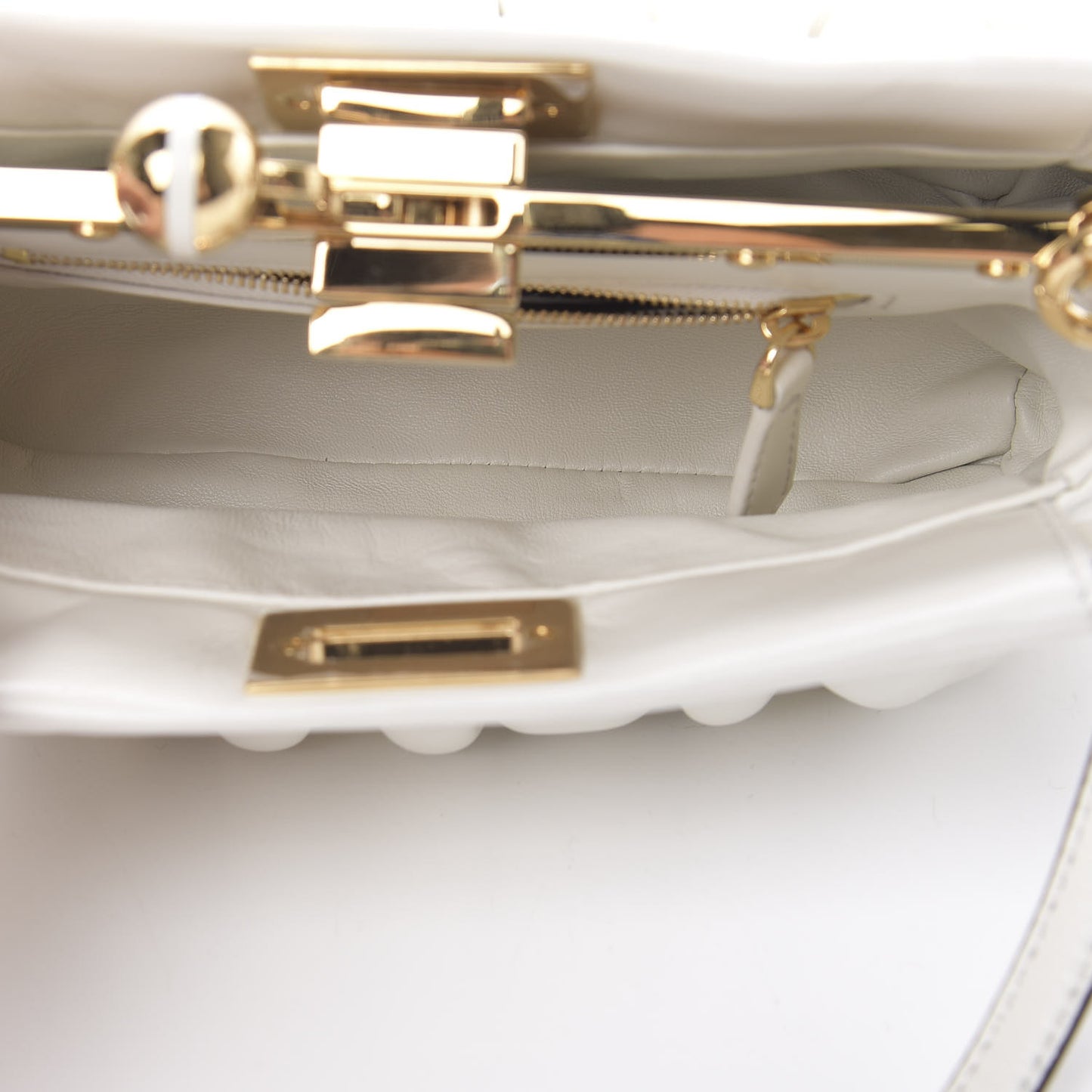 Shiny Nappa Small Peekaboo Click Bag White
