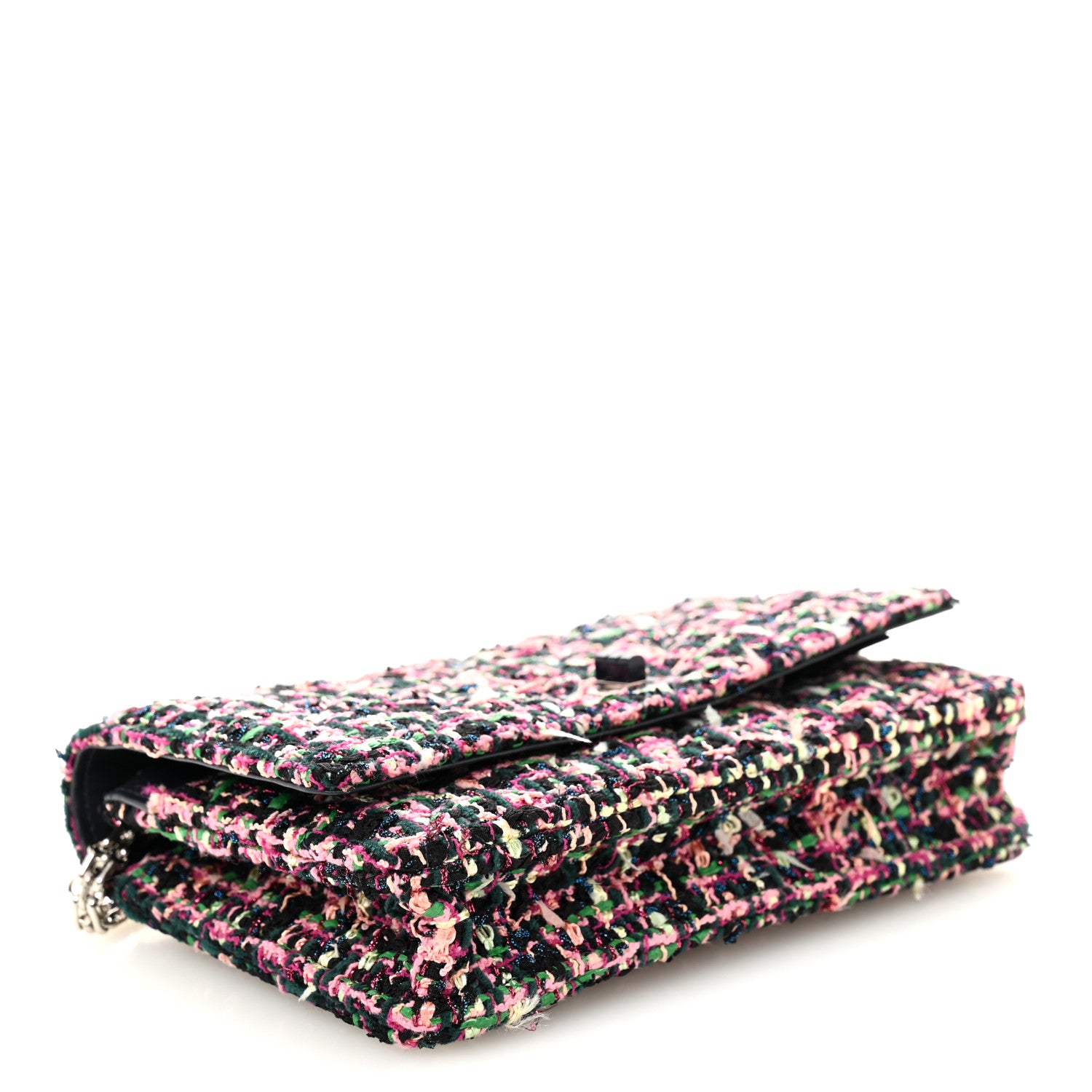 Chanel Tweed Quilted Reissue Wallet On Chain WOC Pink Multicolor 4 of 11