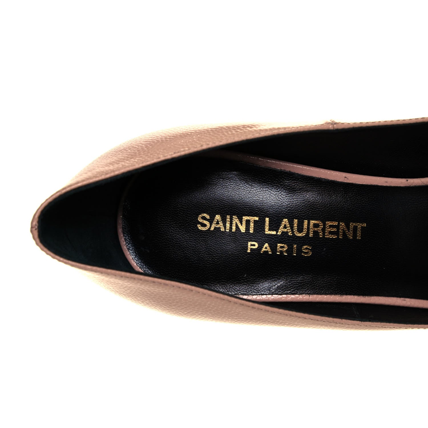 Saint Laurent Pebbled Patent Calfskin Janis 105 Platform Pumps 37 Pale Pink 7 of 12