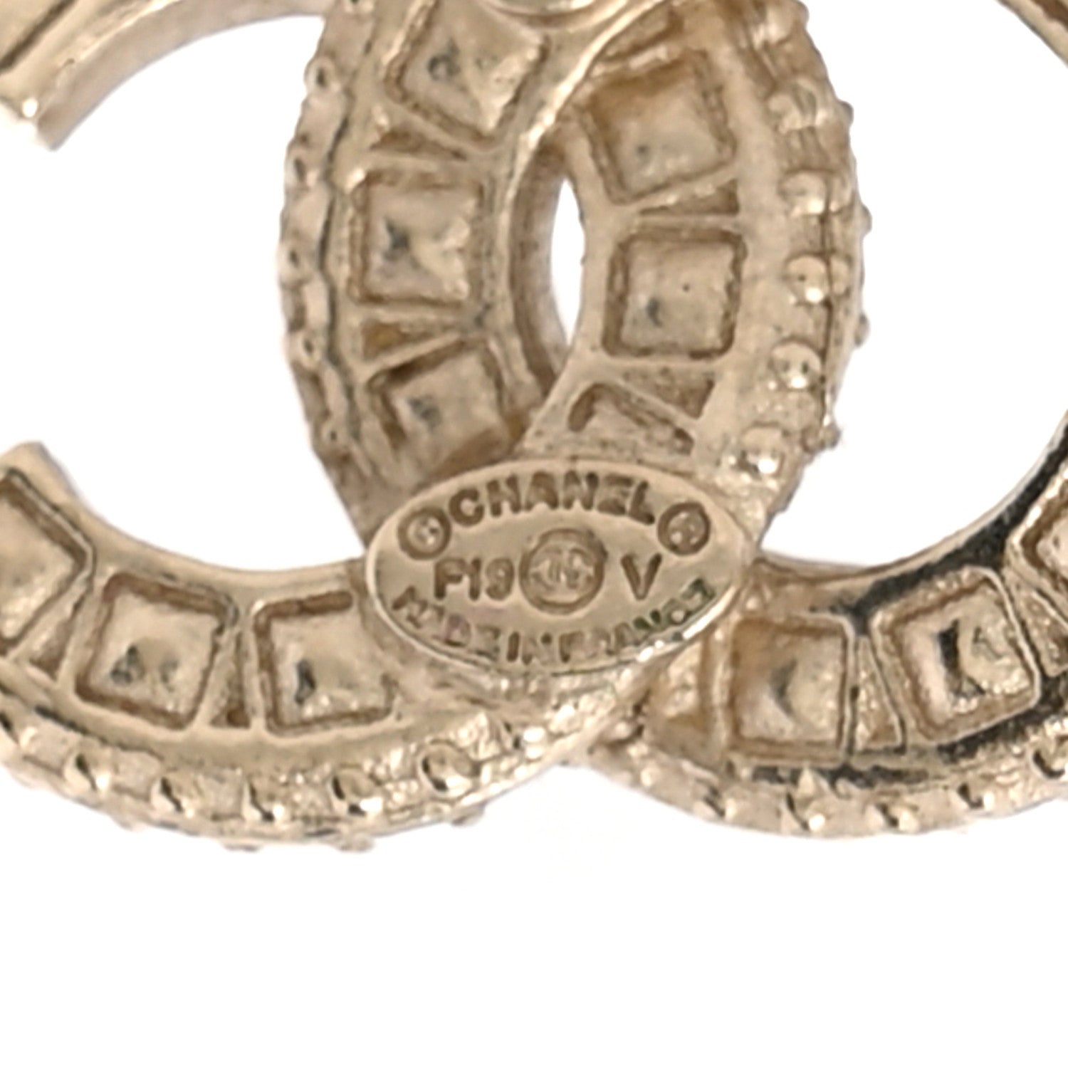 Chanel Crystal Timeless CC Earrings Light Gold 4 of 5