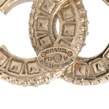 Chanel Crystal Timeless CC Earrings Light Gold 4 of 5