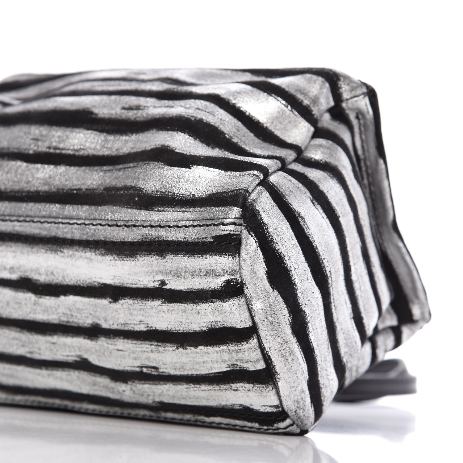 Givenchy Metallic Calfskin Striped Mini Pandora Black Silver 7 of 10