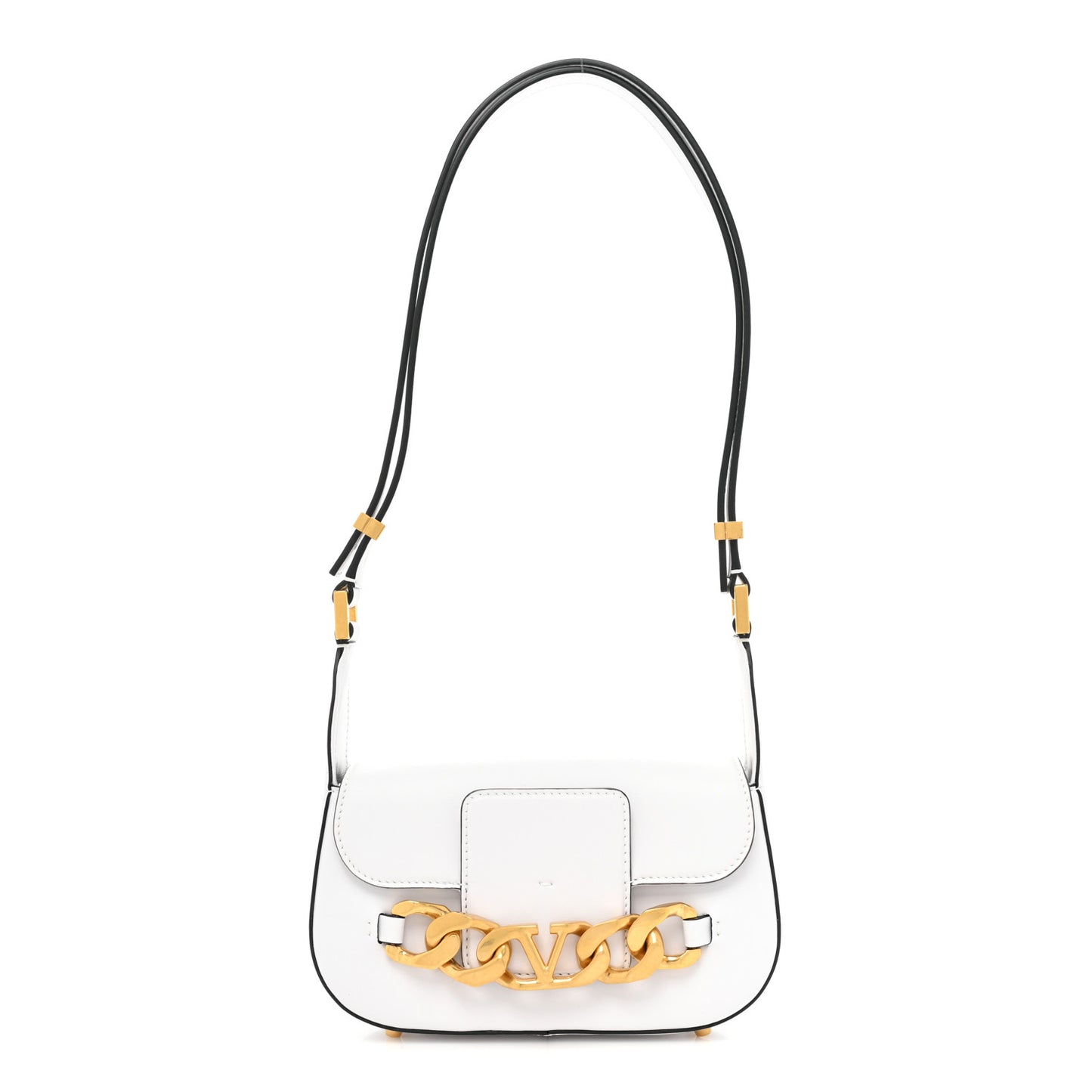 Calfskin Small Vlogo Chain Shoulder Bag Optic White
