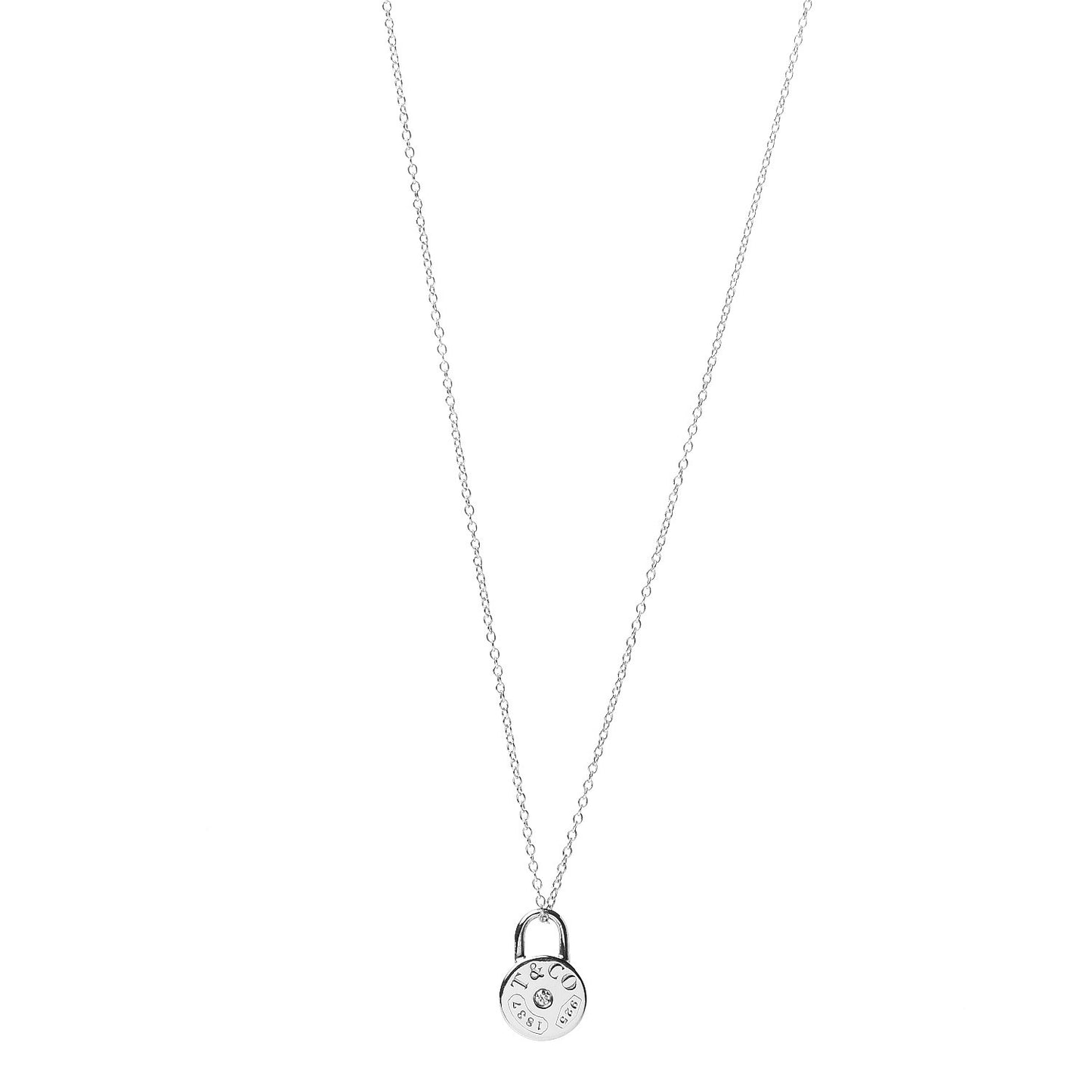 Sterling Silver Diamond 1837 Circle Lock Necklace