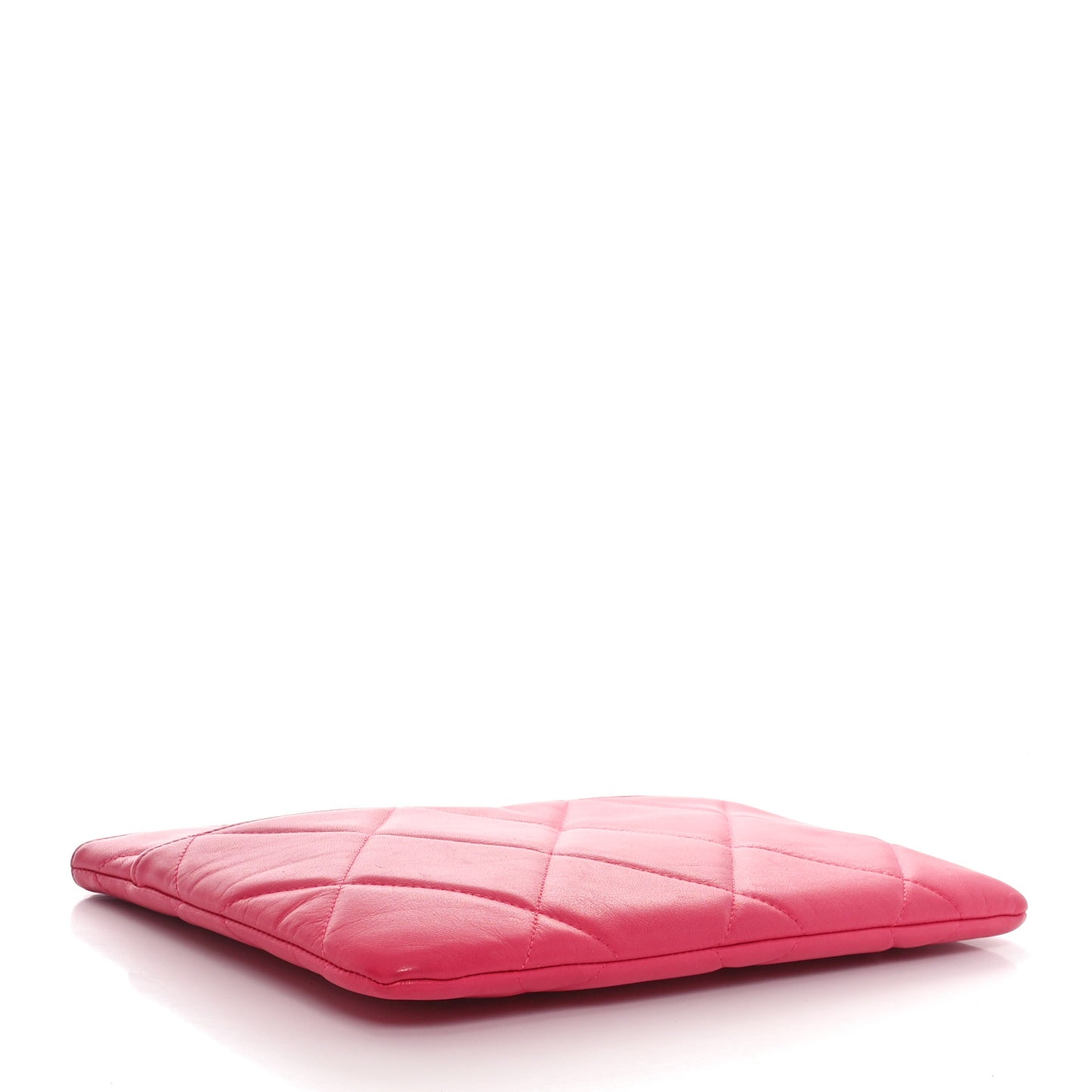 Shiny Goatskin Quilted Chanel 19 Pouch Dark Pink