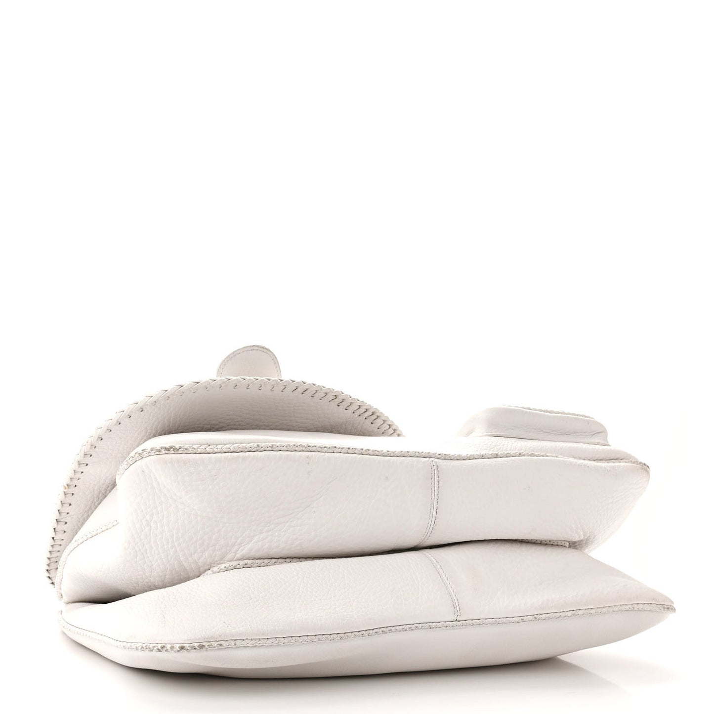 Calfskin Braided Gaucho Double Saddle Bag White