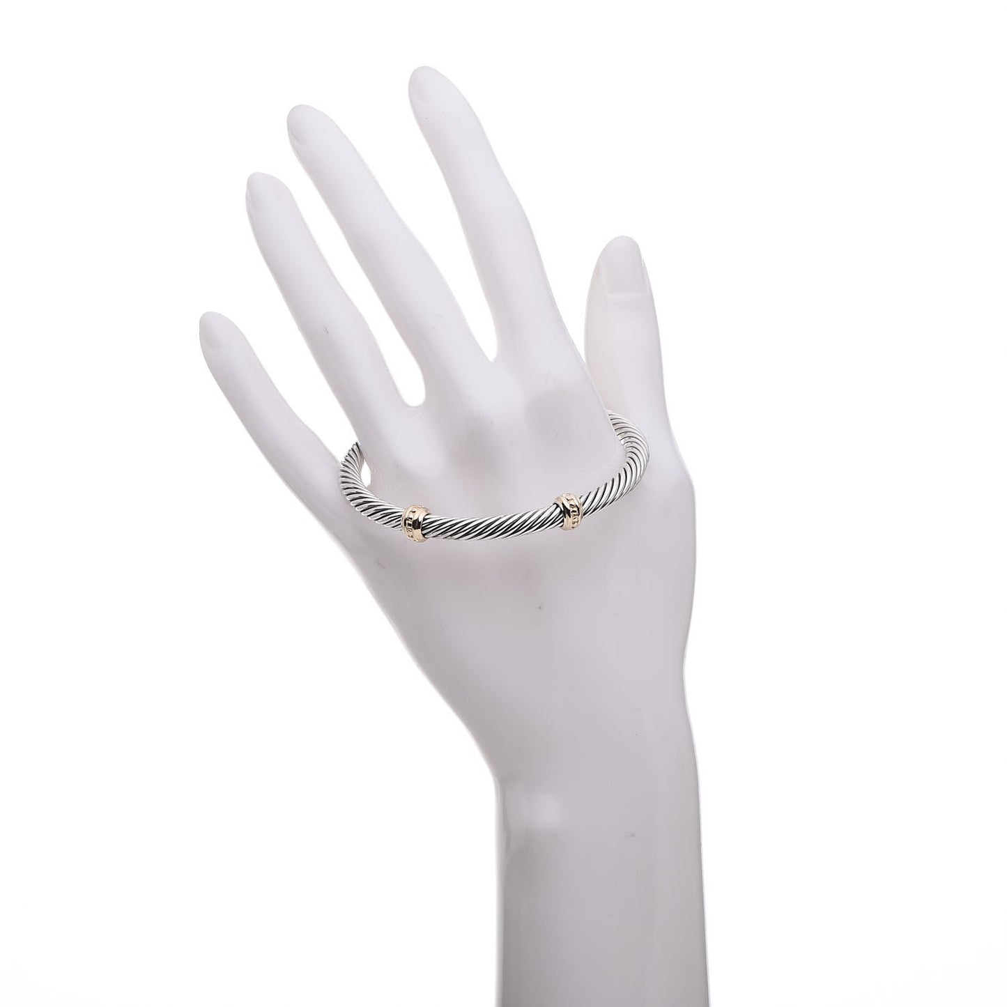 Sterling Silver 14K Yellow Gold 5mm Cable Classics Two Station Bracelet