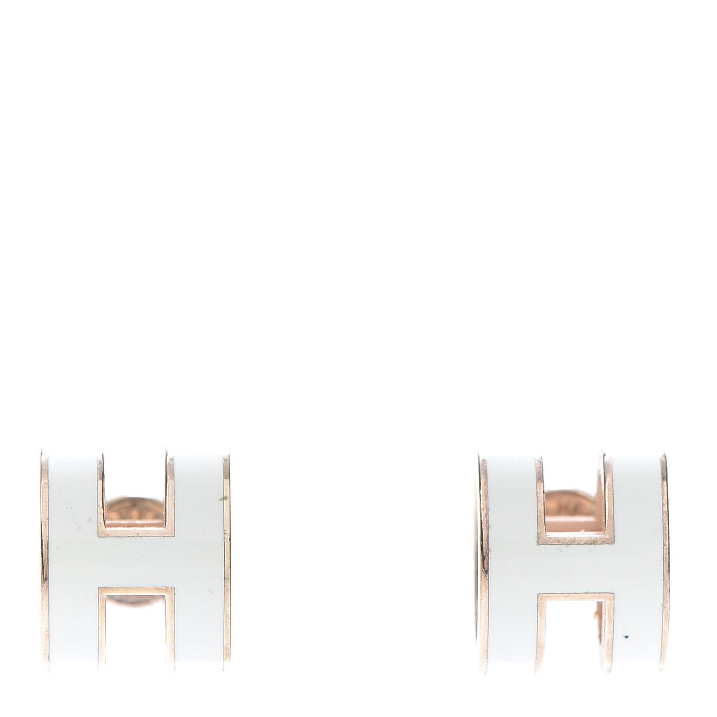 Rose Gold Lacquered Pop H Earrings Ecru