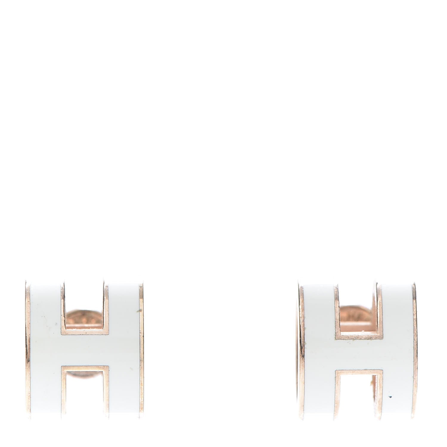 Hermes Rose Gold Lacquered Pop H Earrings Ecru 1 of 5