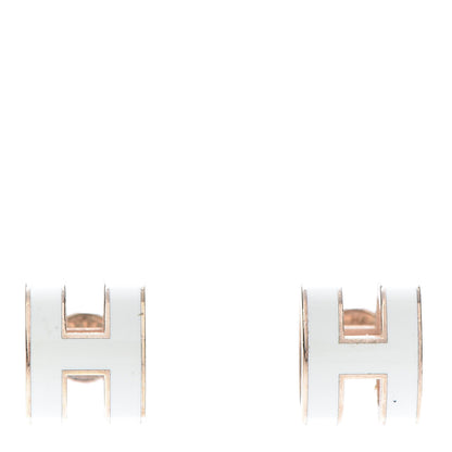 Hermes Rose Gold Lacquered Pop H Earrings Ecru 1 of 5