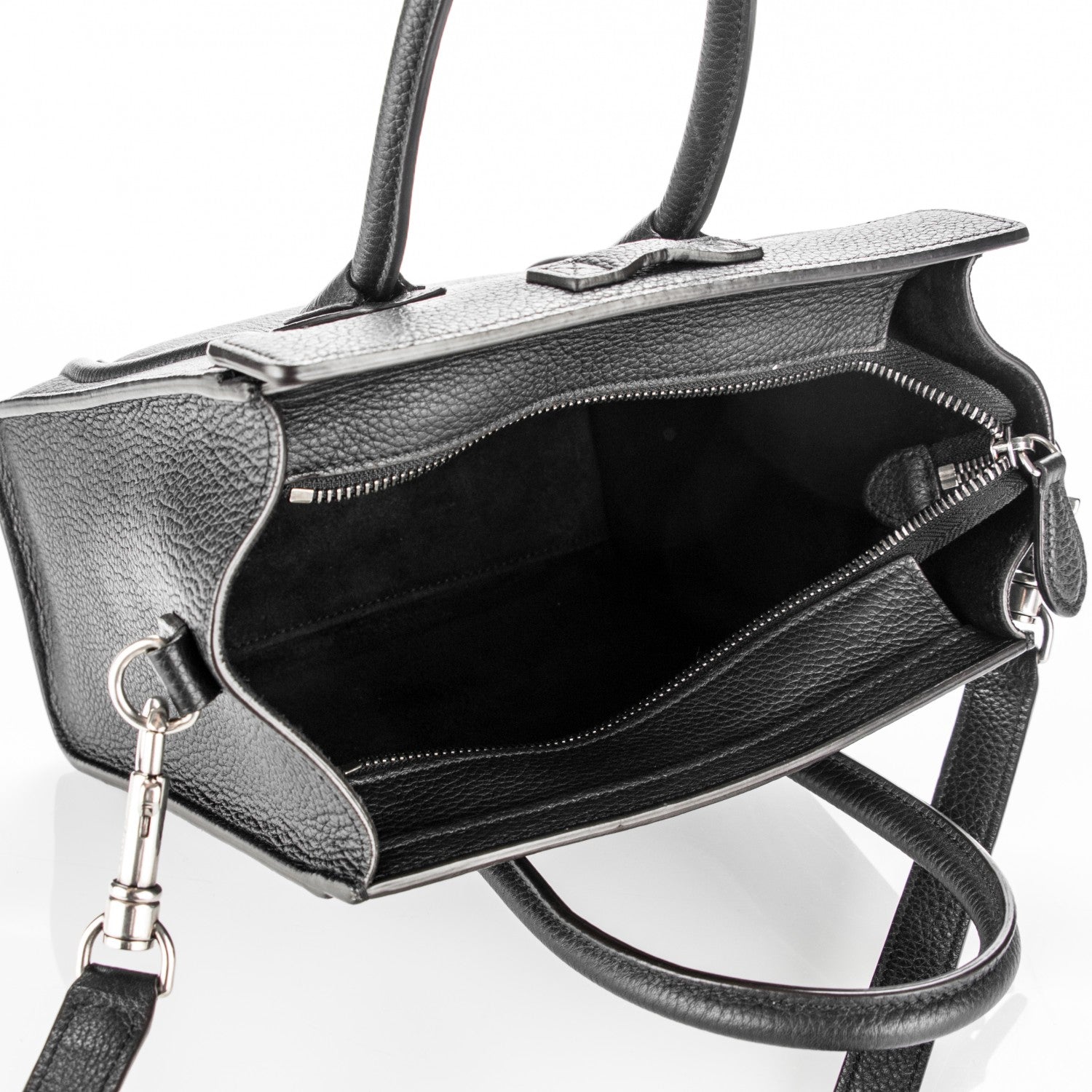 Celine Drummed Calfskin Nano Luggage Black 5 of 6