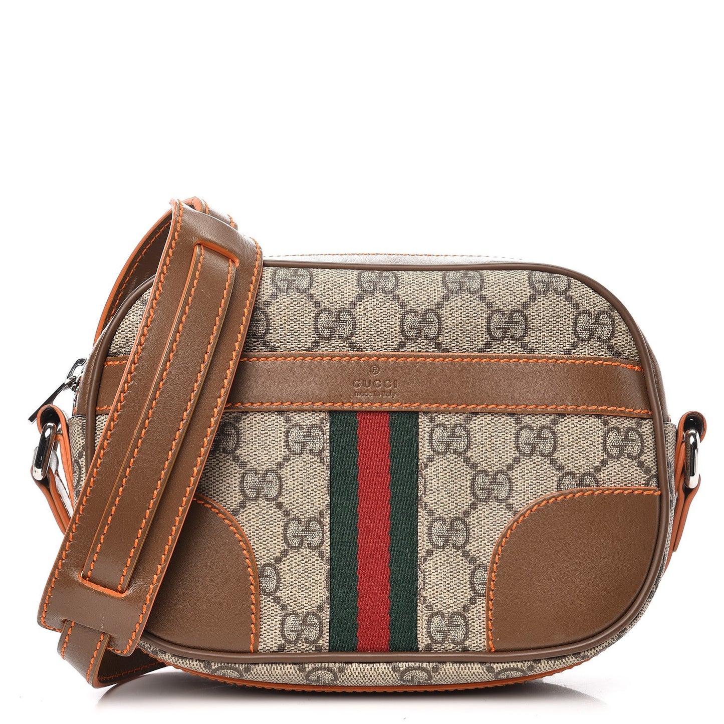 GG Supreme Monogram Web Small Shoulder Bag Brown