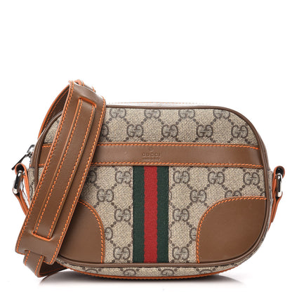 Gucci GG Supreme Monogram Web Small Shoulder Bag Brown 1 of 8