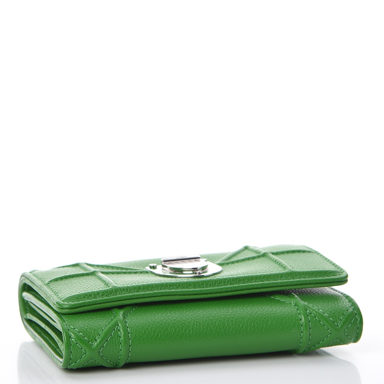 Christian Dior Grained Calfskin Cannage Diorama Elancee Wallet Green 4 of 7