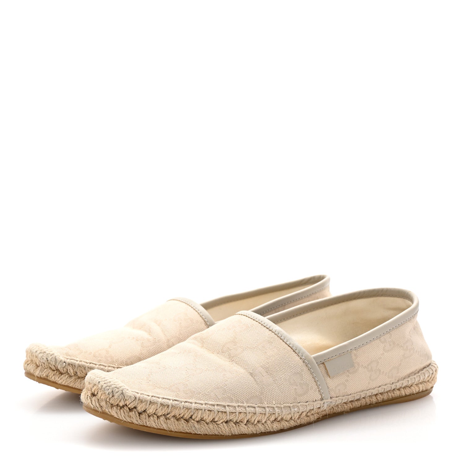 Gucci Washed Cotton Miro Soft Calfskin GG Monogram Espadrilles 39 White Mystic White 4 of 9