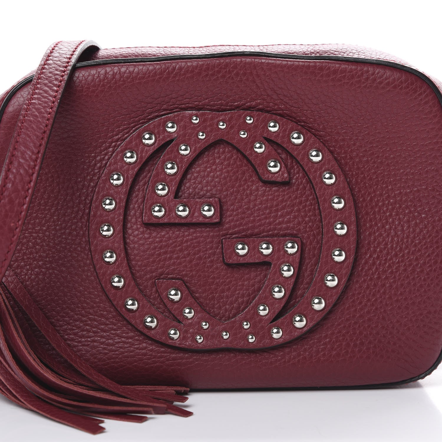Gucci Pebbled Calfskin Studded Small Soho Disco Bag Soft Burgundy 7 of 10