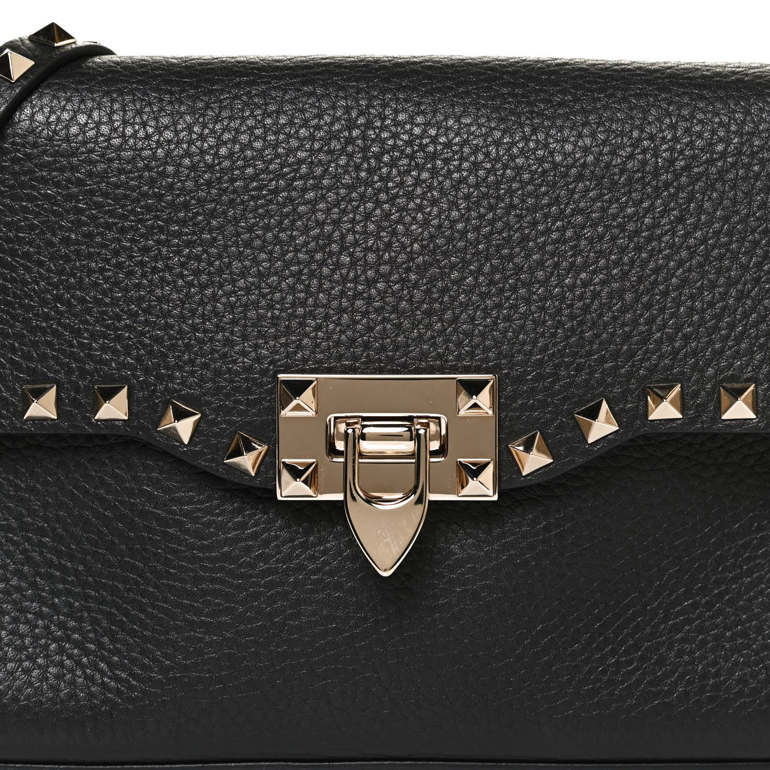 Valentino Garavani Pebbled Calfskin Medium Rockstud Flip Lock Crossbody Bag Black 8 of 10