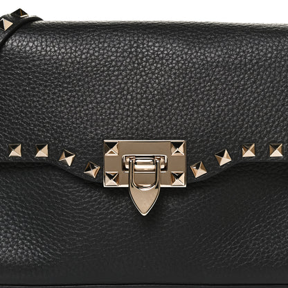 Valentino Garavani Pebbled Calfskin Medium Rockstud Flip Lock Crossbody Bag Black 8 of 10