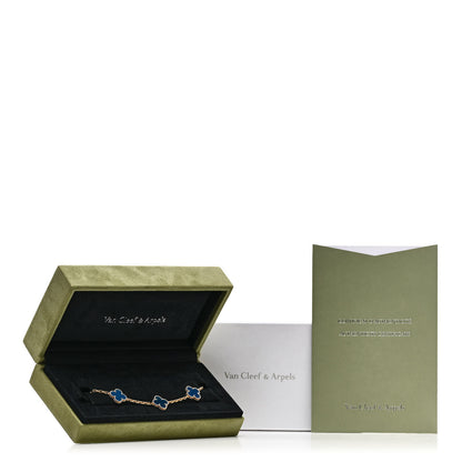 Van Cleef & Arpels 18K Yellow Gold Blue Agate 5 Motifs Vintage Alhambra Bracelet 5 of 5