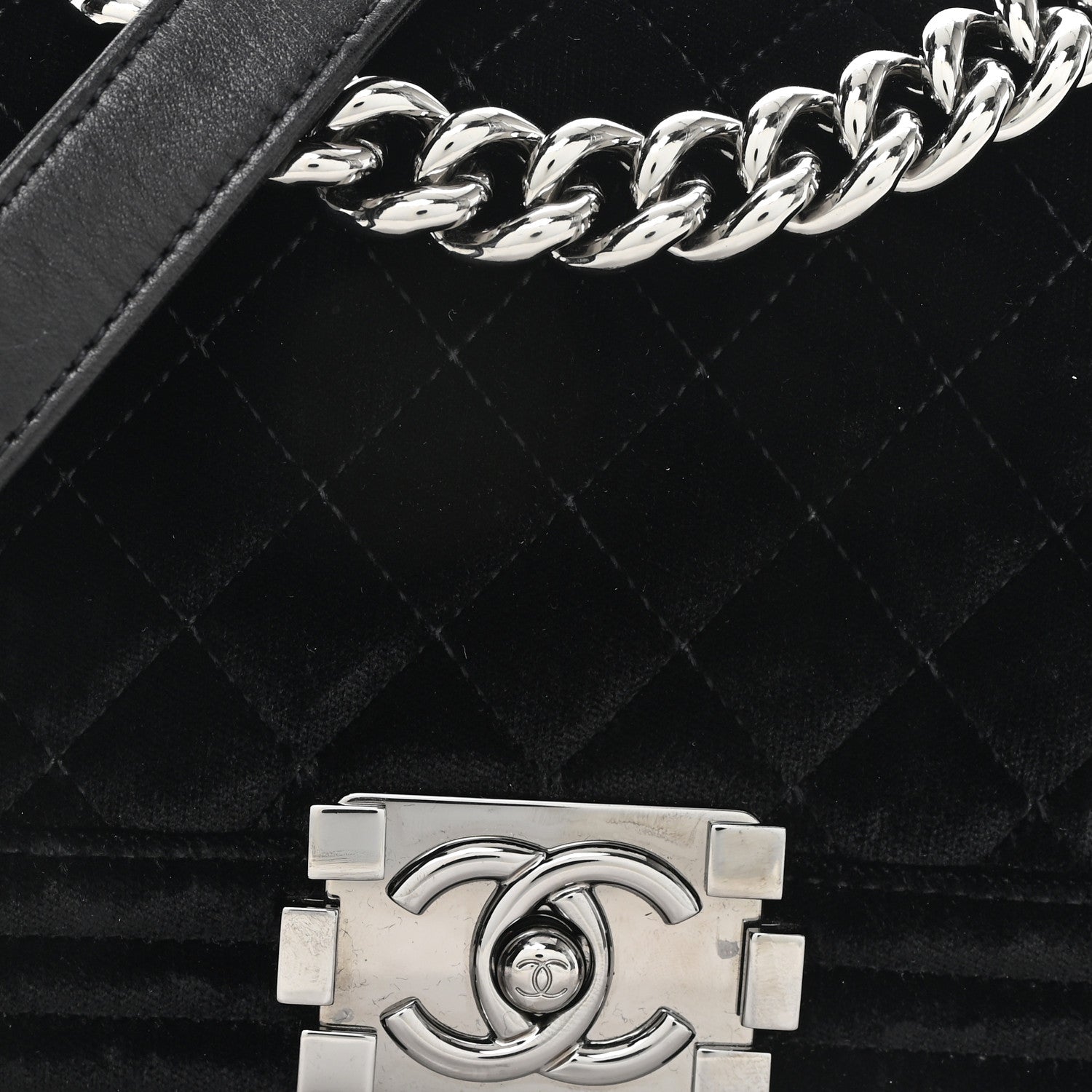 Chanel Velvet Quilted Small Boy Flap Black 8 of 11