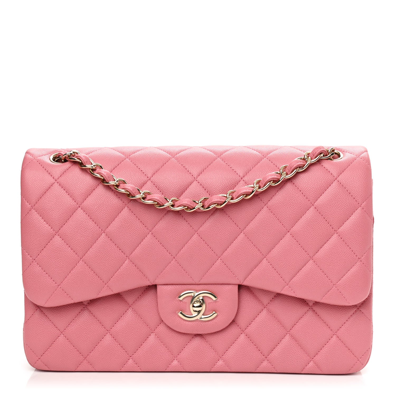 Chanel Caviar Quilted Jumbo Double Flap Dark Pink 1 of 8