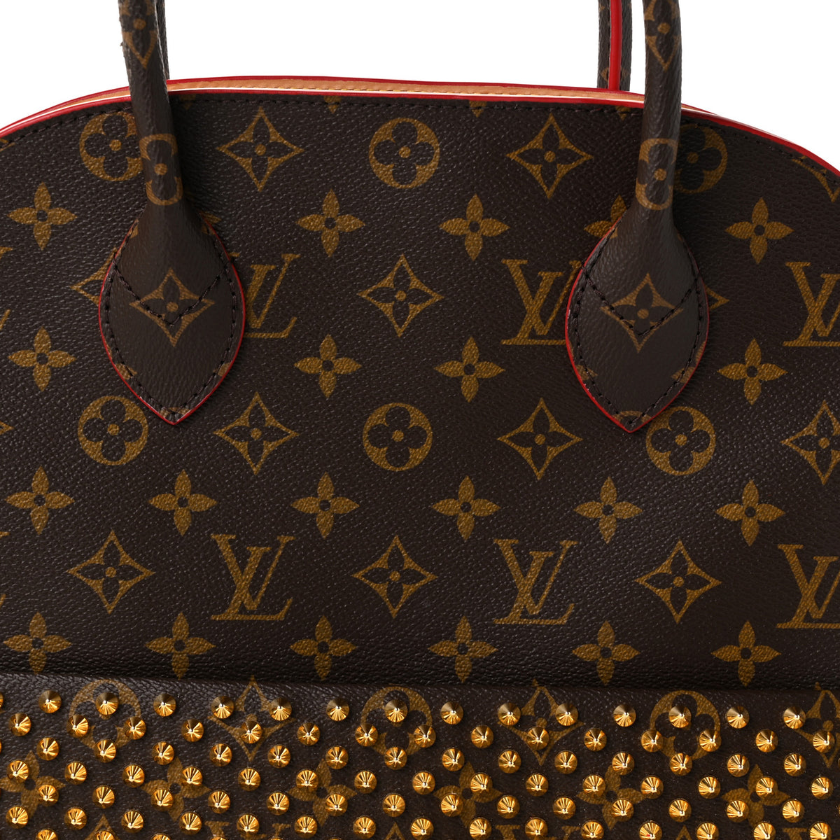 Louis Vuitton Monogram Calf Hair Spikes Iconoclasts Christian Louboutin Tote Red 7 of 9