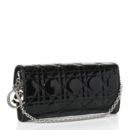 Christian Dior Patent Cannage Rendez-vous Chain Wallet Black 3 of 8