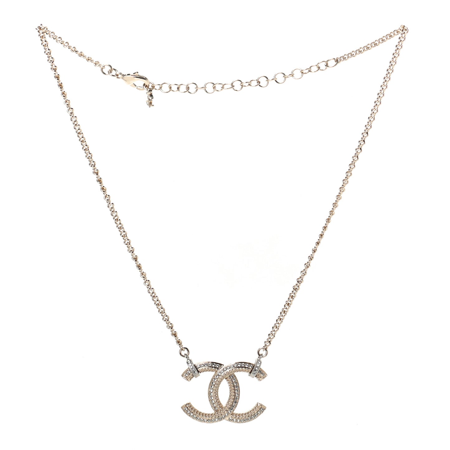 Crystal CC Pendant Necklace Gold