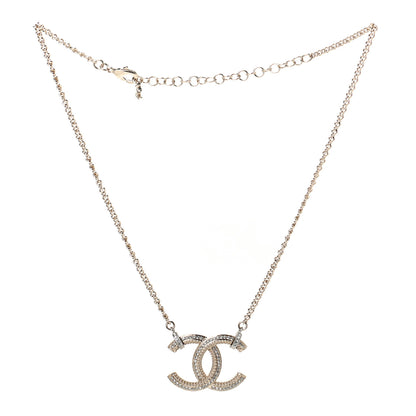 Chanel Crystal CC Pendant Necklace Gold 2 of 4